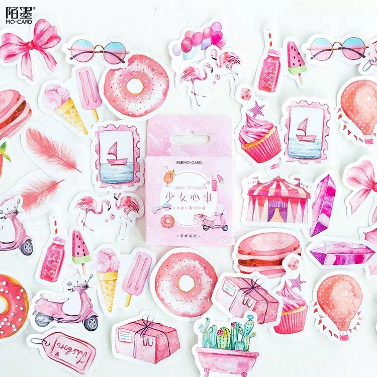 

46 PCS STICKER DECO FULL PINK