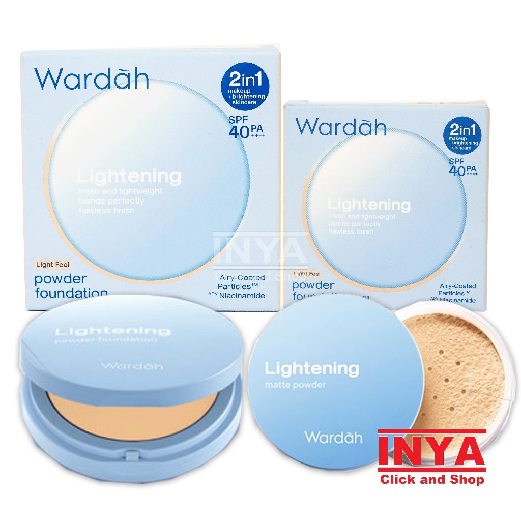 Wardah Lightening Matte Powder Foundation Set & Refill - Bedak Padat - Bedak Tabur