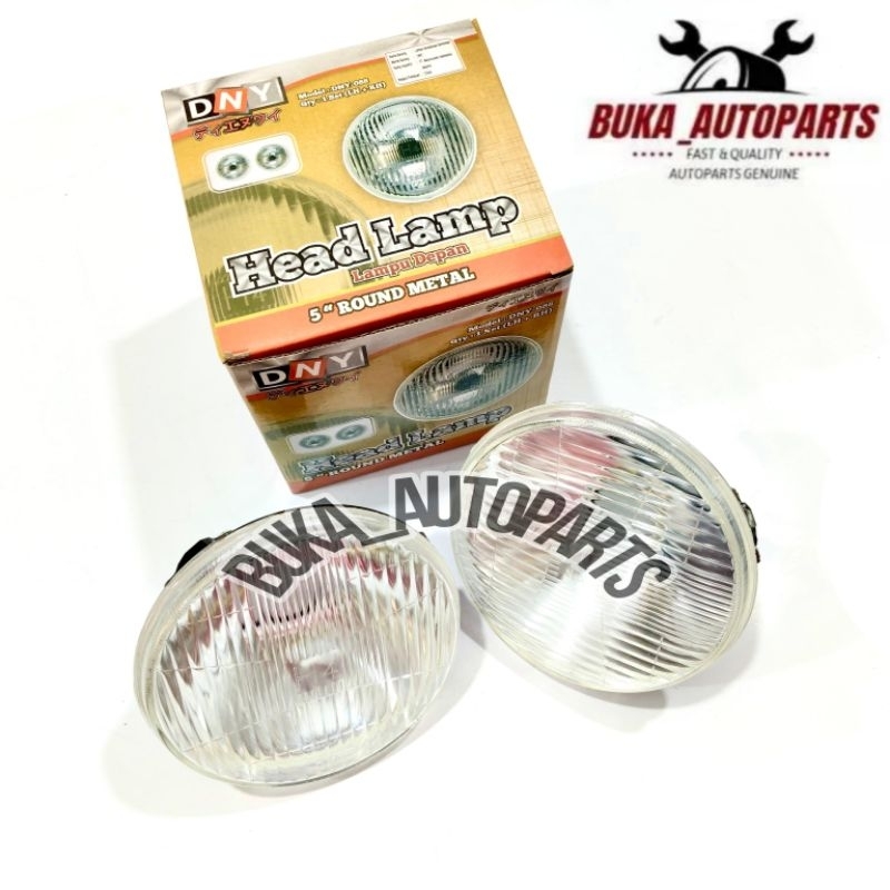 HEAD LAMP HALOGEN H4 BULAT 5INCH / LAMPU DEPAN KENDARAAN (1SET ISI 2PCS)
