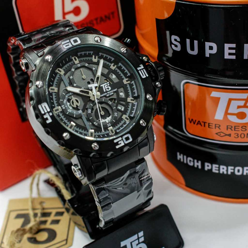 DISKON ORIGINAL T5 3723G FULL CHRONO AKTIF JAM T5 3723 ORI STAINLESS STEEL
