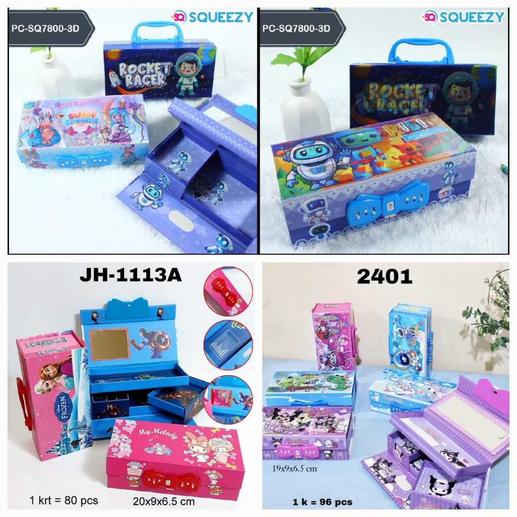 

Tempat Pensil Dus 3 Susun 3 Dimensi Password Cermin Motif Fancy Hologram Kotak Pensil Kode Kunci Pin