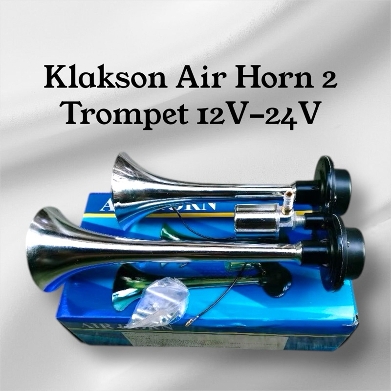 Klakson air horn 2 trompet 12V & 24V 2 corong hino rk kw + modul Membran timbul
