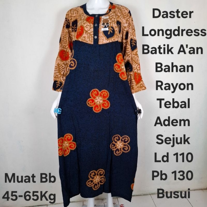 Daster Longdres Batik A'an Terbaru Kekinian Ld110 Pb130 Busui