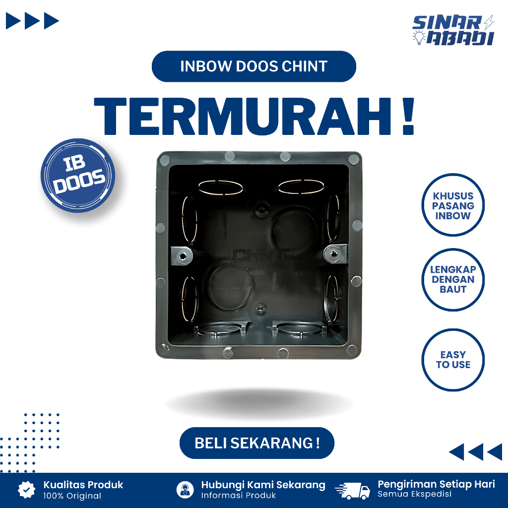 Chint Inbow Doos / IB Dus / Imbodus Hitam (Sudah Termasuk Sekrup)