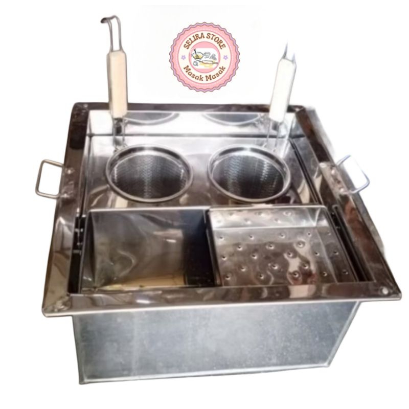 Dangdang Mie Ayam Kotak 2 Lubang / Dangdang Mie Kocok / Panci Mie Kotak STAINLESS