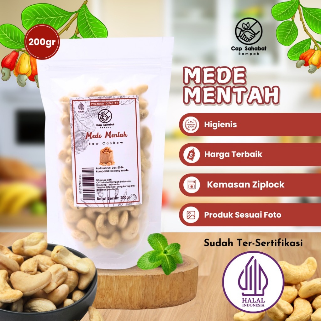 

200gr Mede Mentah / Raw Cashew / Rempah / JSR 100% PREMIUM QUALITY