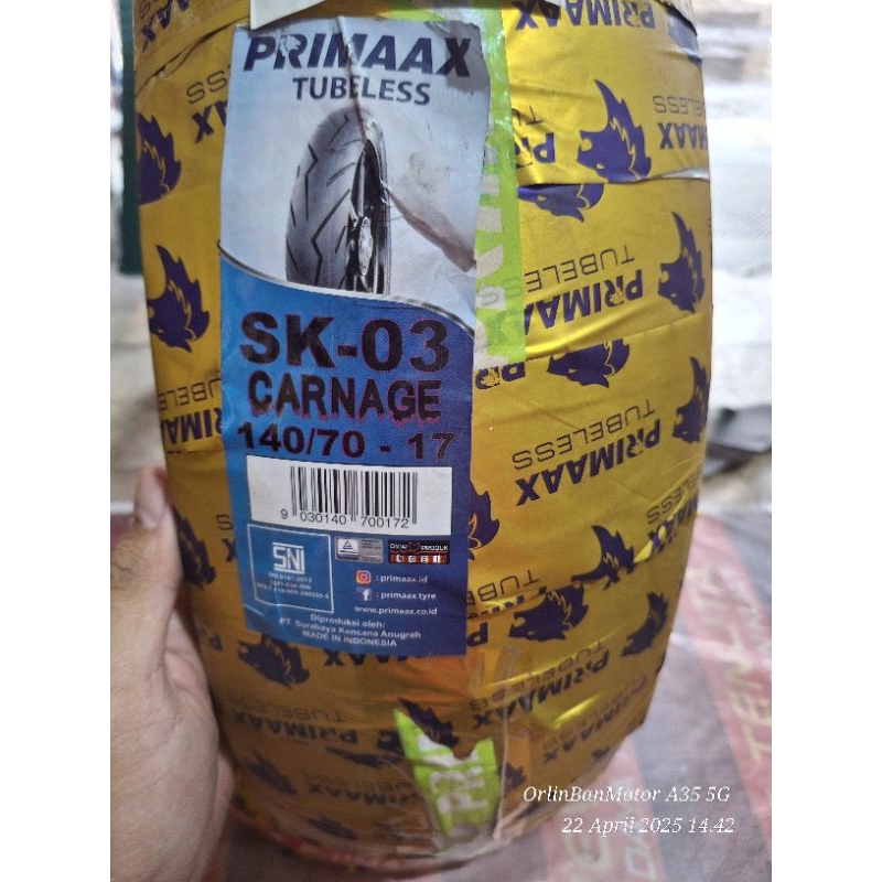 BAN PRIMAX SK03 140/70-17 TUBLES/BAN BELAKANG NEW CBR250/BAN BELAKANG NINJA 250/BAN LUAR BELAKANG R2