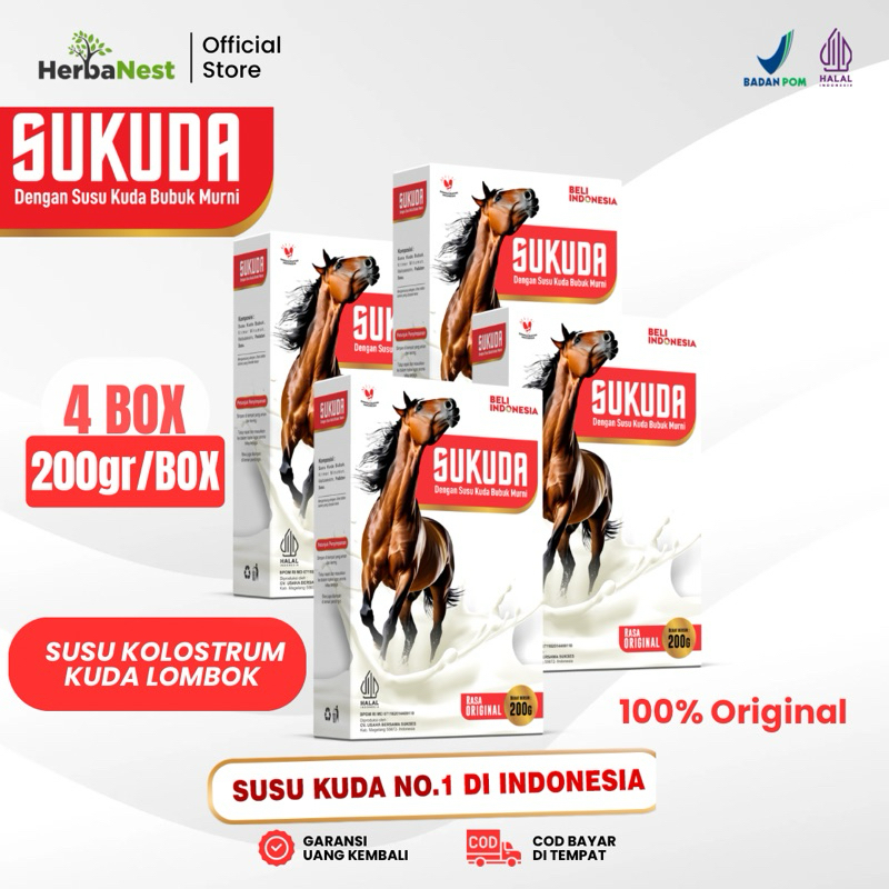 

SUKUDA 4 Box Susu Bubuk Kuda Liar Lombok Kolostrum 100% Original Atasi Sesak Nafas Nyeri Dada Asma