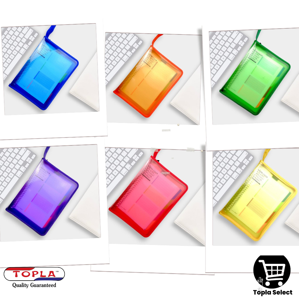 

TOPLA Binder Note Book Zipper (A5) BNT-998 / (B5) 988 Buku Catatan 20 Ring Besi Resleting Warna Murah