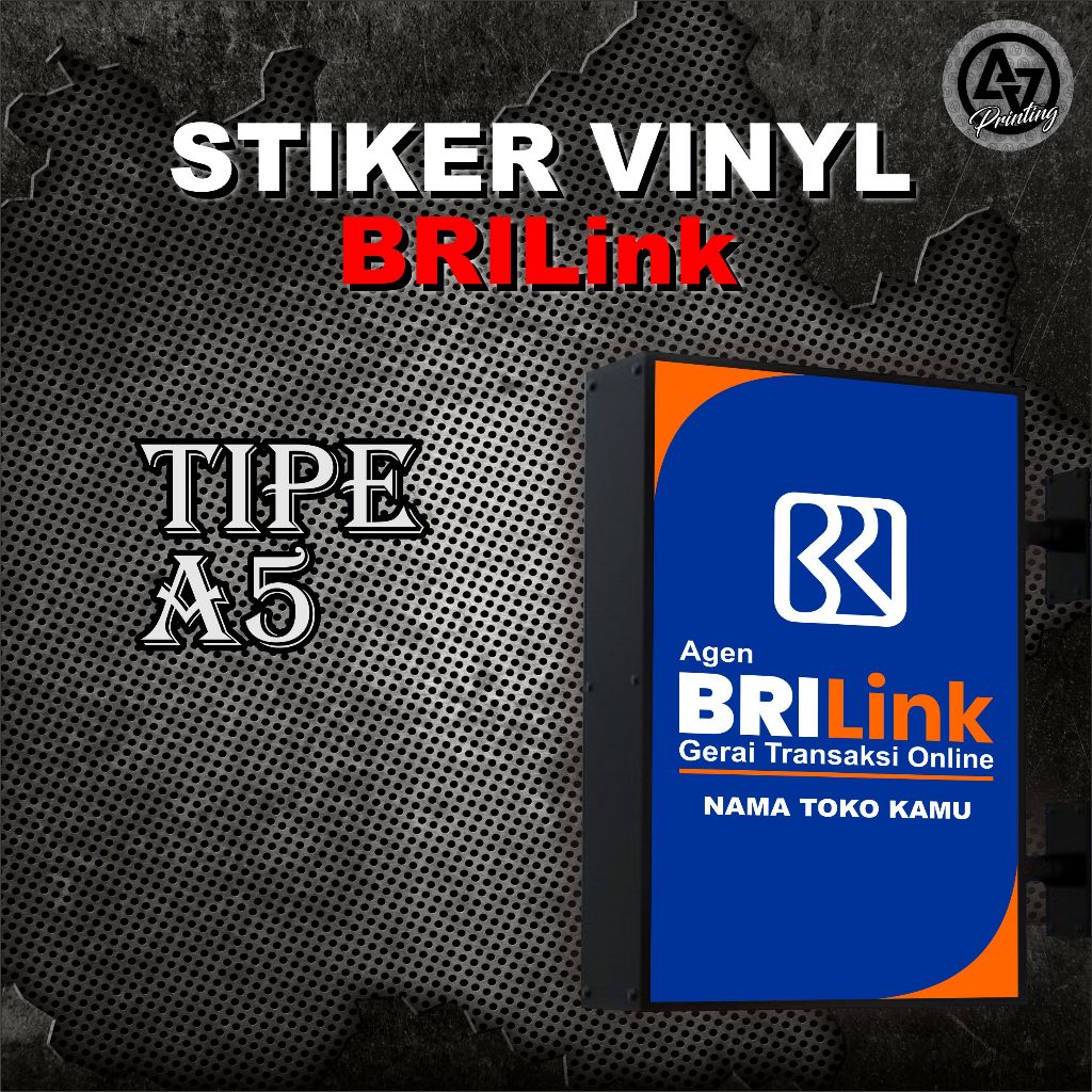 

STIKER VINYL BRILINK TIPE A5 (CUSTOM, NAMA AGEN TULIS DI CHAT/CATATAN)