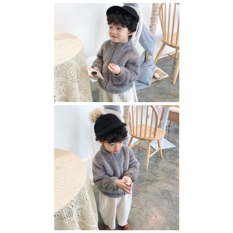 Jaket anak bulu pria wanita/Jaket bulu sherpa lucu hodie bulu