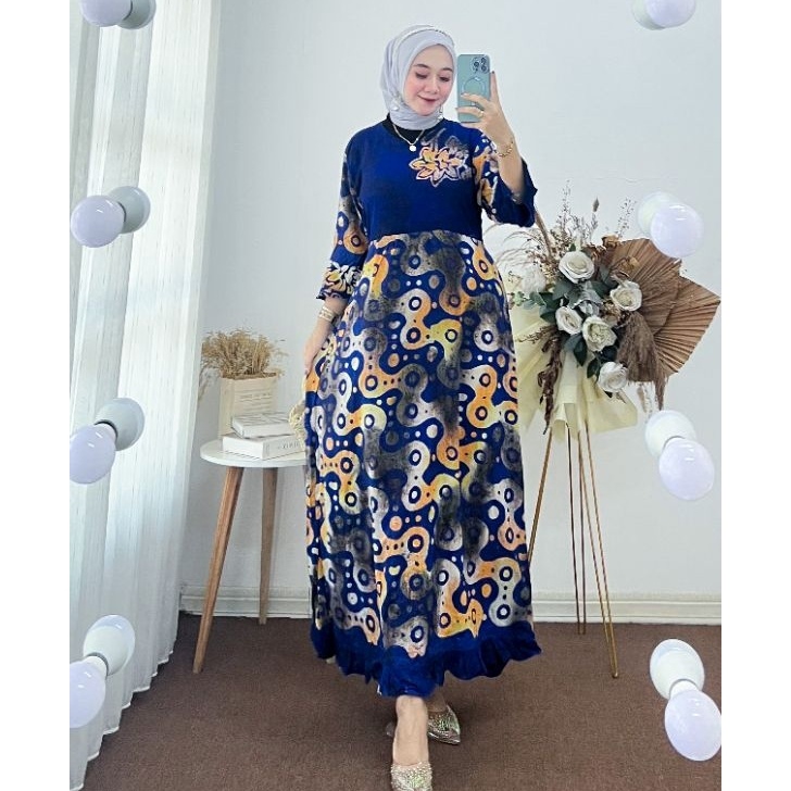 COD  daster maura dress batik daster batik daster lengan panjang daster lengan 3 4 daster busui dres