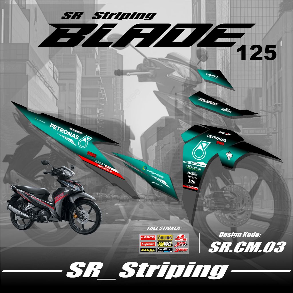 STRIPING HONDA BLADE 125 - STRIPING STICKER LIST VARIASI BLADE 125 DESAIN PETRONAS SR.03