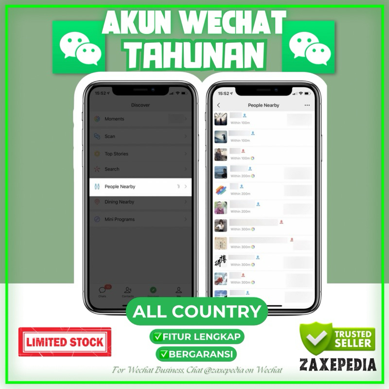 Akun Wechat Tahunan dengan Fitur People Nearby (All Country)