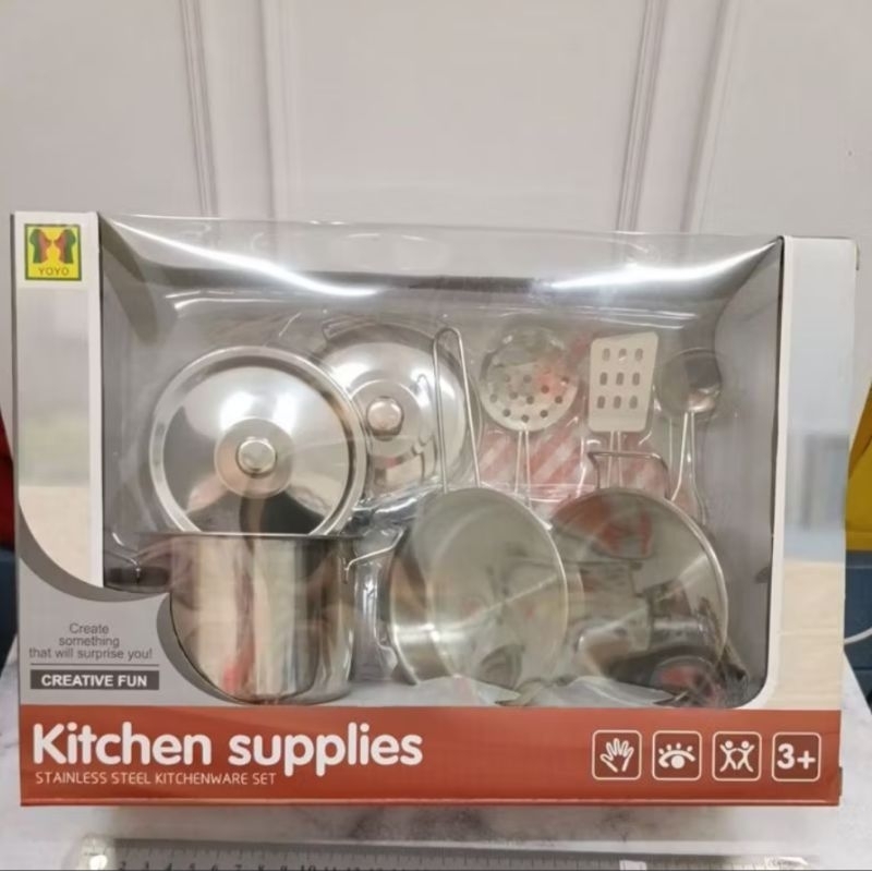 Mainan Kitchen Set Perlengkapan Dapur Alat Dapur Masak Masakan Anak Peralatan Dapur Stainless