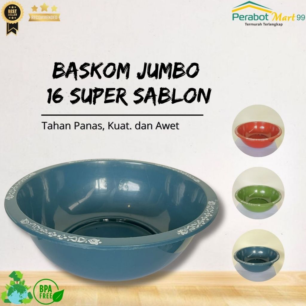 (50 PCS) BASKOM PLASTIK JUMBO 16 SUPER SABLON / BASKOM HAJATAN / BESEK MURAH