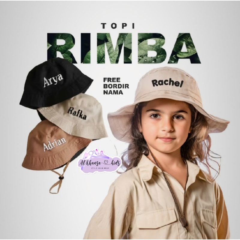 TOPI RIMBA ANAK FREE BORDIR NAMA LAKI-LAKI PEREMPUAN