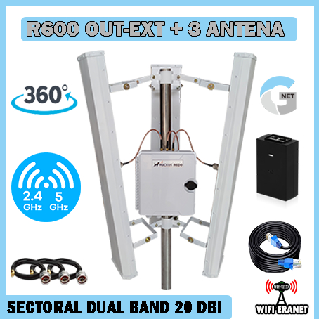 Paket 360 Derajat Sectoral Dual Band 20 DBi dan Ruckus R600 Custom Outdoor EXT - Gnet