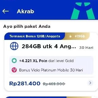 Paket Kuota AKRAB XL & Axis Sharing 160 GB