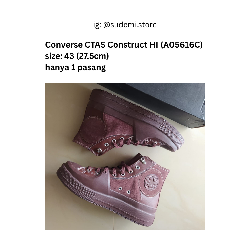Converse CTAS Construct HI (A05616C) size 43 Sepatu Sneakers original
