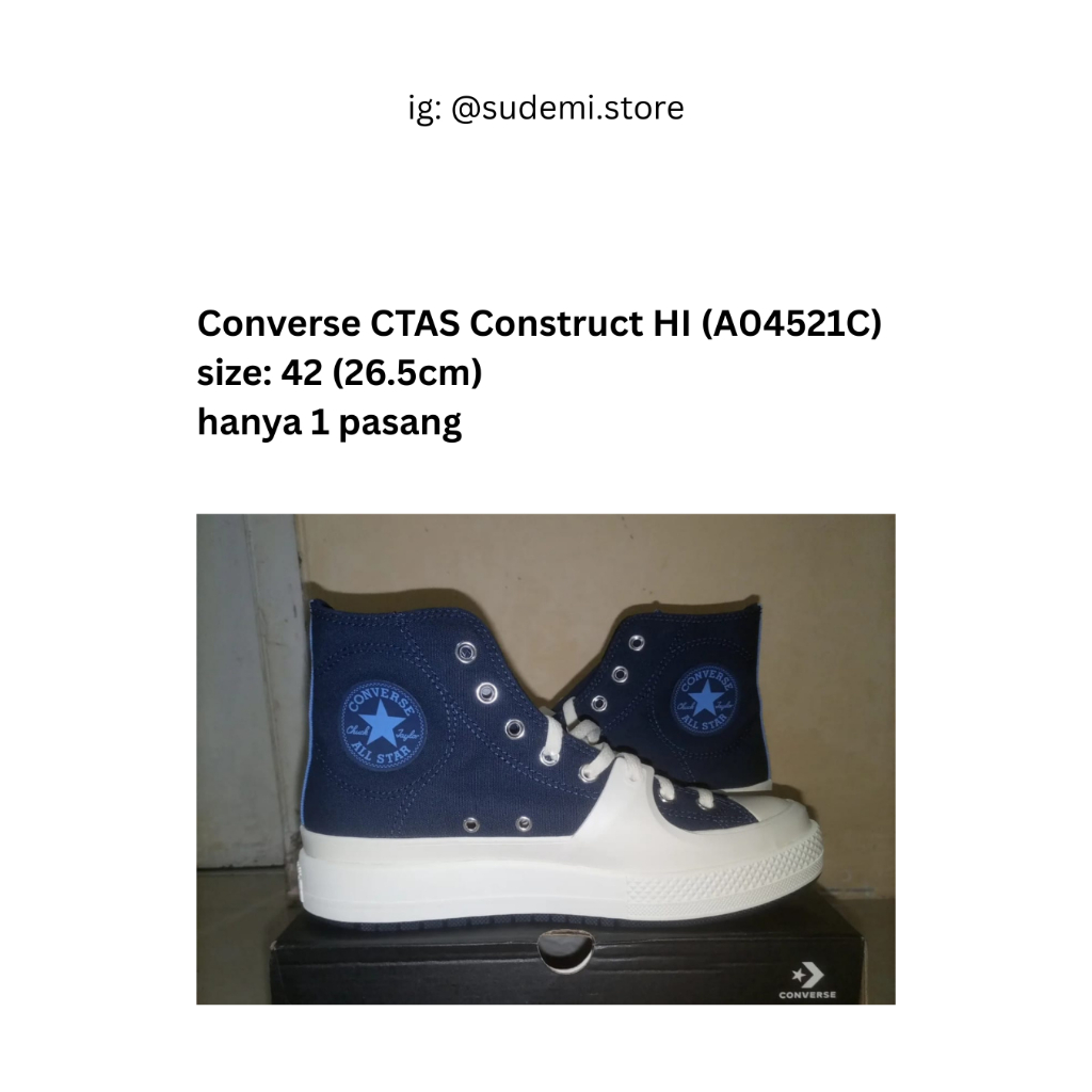 Converse CTAS Construct HI (A04521C) size 42 Sepatu Sneakers Original