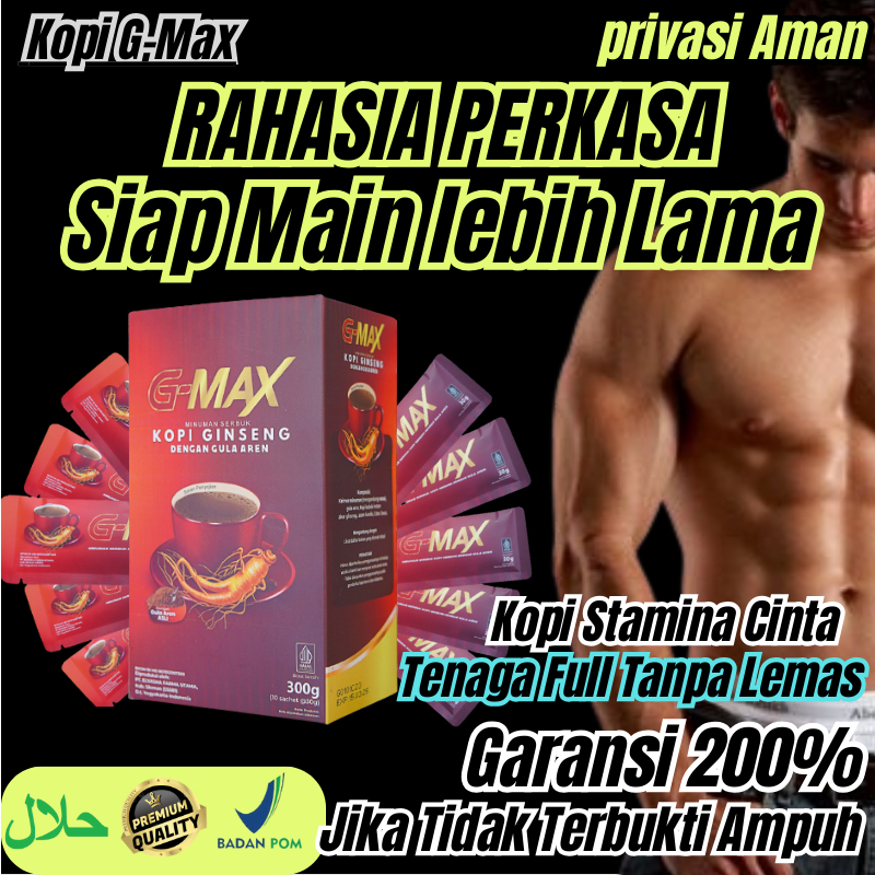 

PROMO MENGGELORA KOPI G-MAX ORIGINAL BPOM KOPI STAMINA PRIA KUAT TAHAN LAMA BPOM RASA GULA AREN XTRA GINGSENG