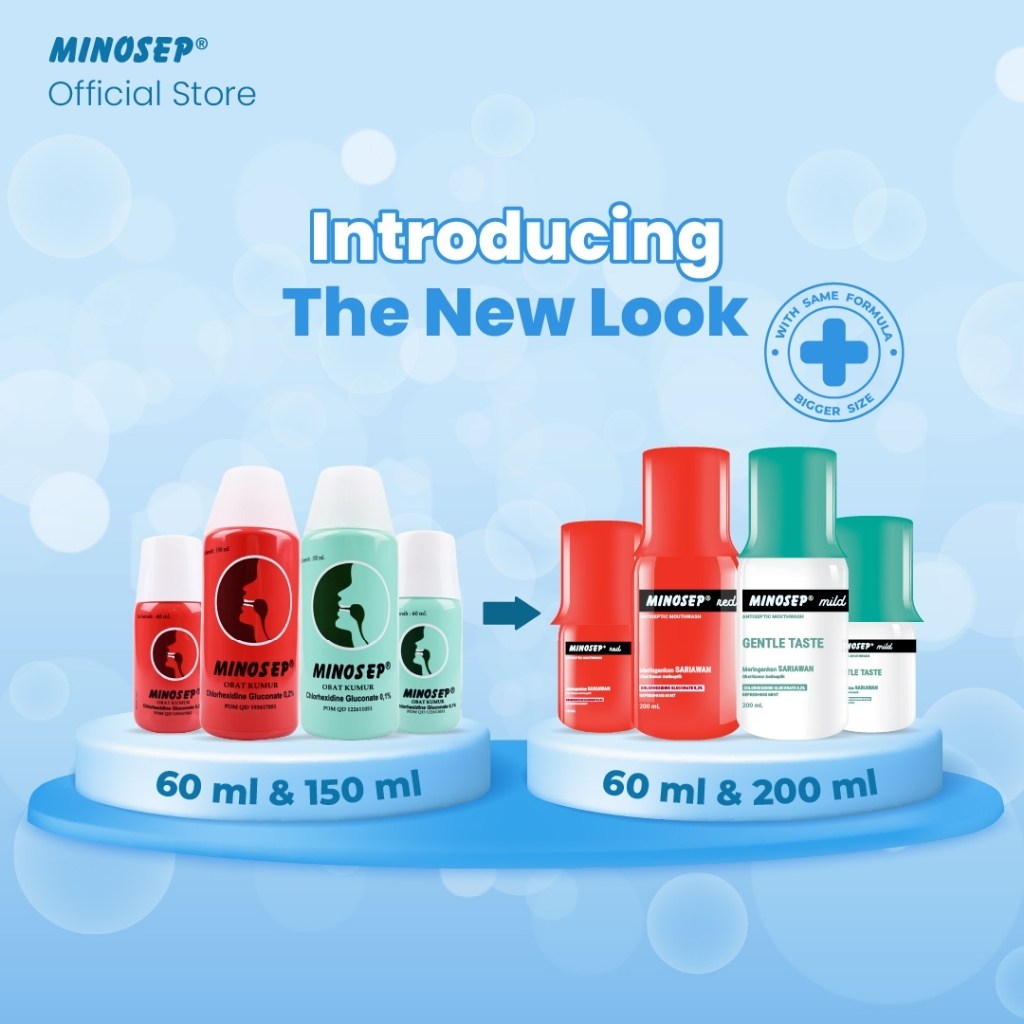 MINOSEP MERAH / HIJAU GARGLE 60ml OBAT KUMUR SARIAWAN DAN SAKIT GIGI