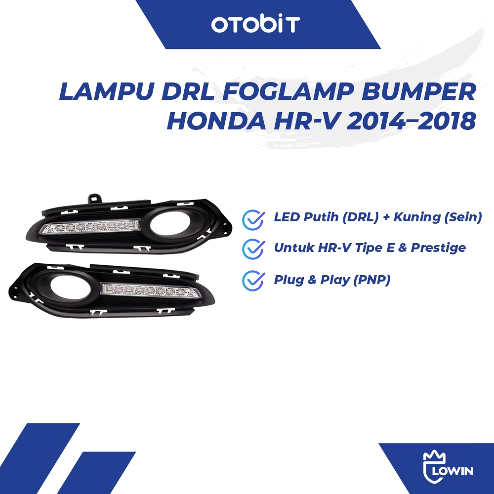 lampu DRL foglamp bumper depan honda hrv HR-V 2014 sampai 2017 putih + sen KUNING 2015 2016 2017 201