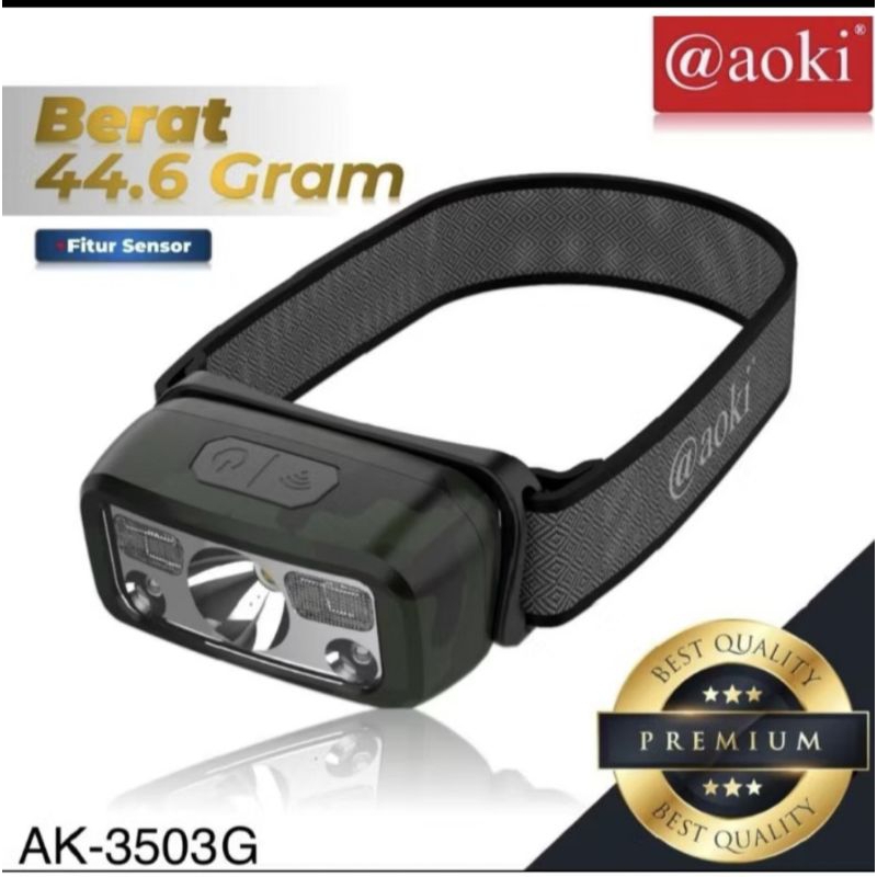 Senter Kepala Mini Aoki Dengan sensor indikator Gerak AK-3503G
