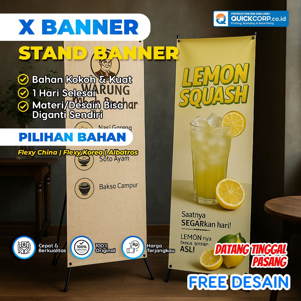 X Banner, X Banner Stand, X Banner Wedding, Wisuda, Event, Store/Toko, Custom, Desain Gratis