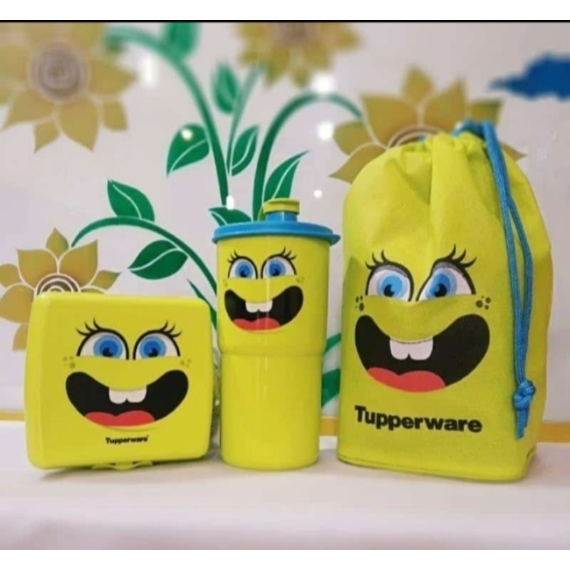 Smiley Lunch Set Tupperware Tempat Makan