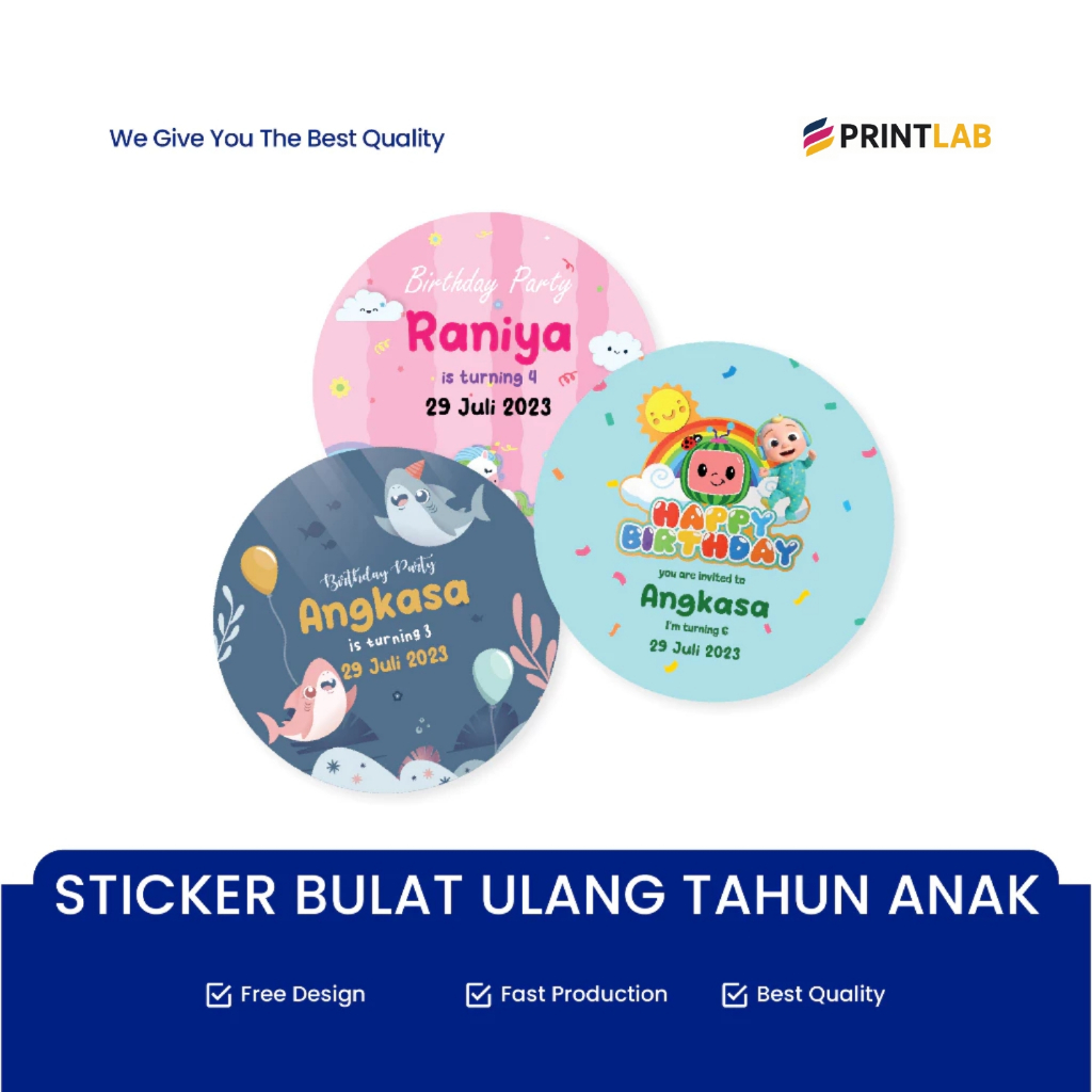 

Print Lab - Sticker Bulat Ulang Tahun Anak / Stiker Ultah / Free Design Template / Birthday Sticker