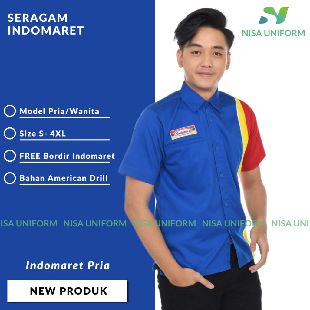 Baju Indomaret Laki-laki/Baju Indomaret Perempuan/Baju Kasir Indomaret/Seragam Kerja Indomaret