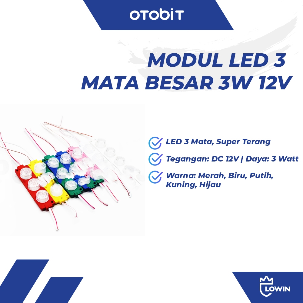 Lampu LED Modul 3 Mata 12 Volt / Lampu LED Modul Strip 3 Mata 3 Watt 12V