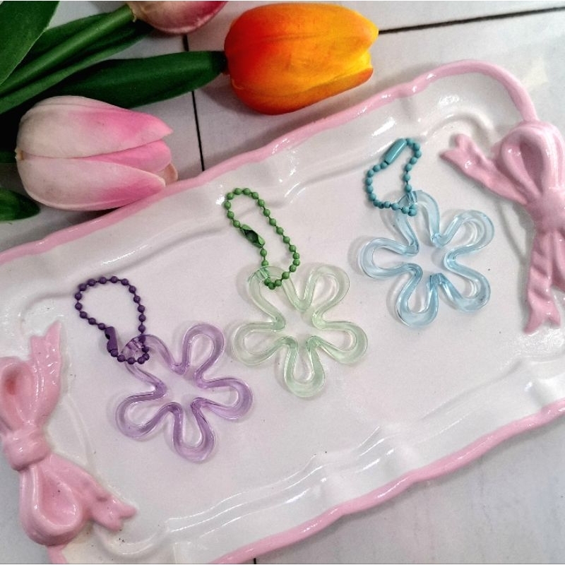 Keychain Bunga Spongebob Bagcharm Lucu Simpel Ganci Korea