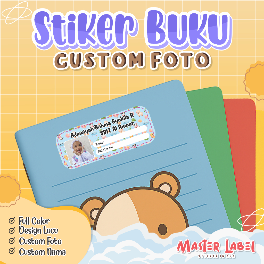 

Stiker Buku Pelajaran CUSTOM NAMA DAN FOTO Stiker Buku Sekolah Lucu