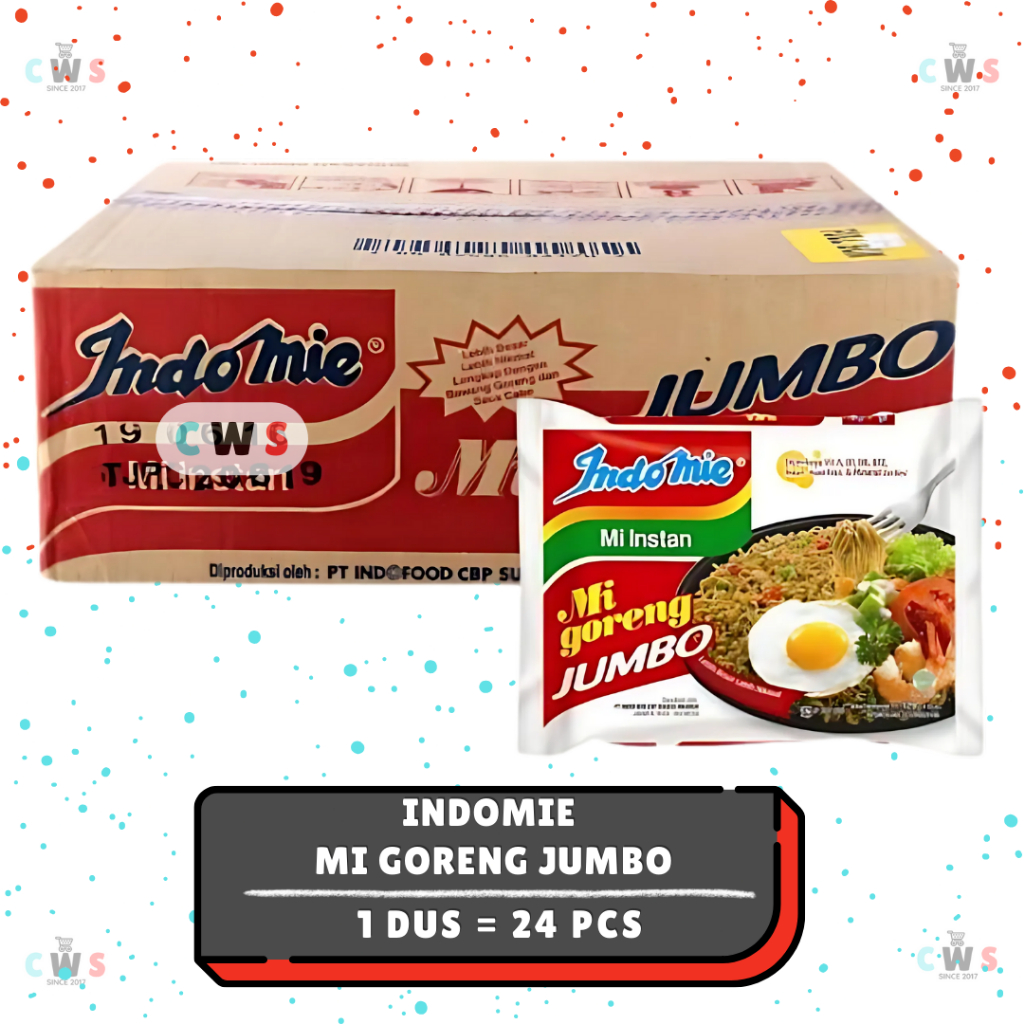 

INDOMIE Mi Goreng Jumbo ORIGINAL AYAM PANGGANG Mie Instan Kemasan Besar - 1 Dus / 24 Pcs