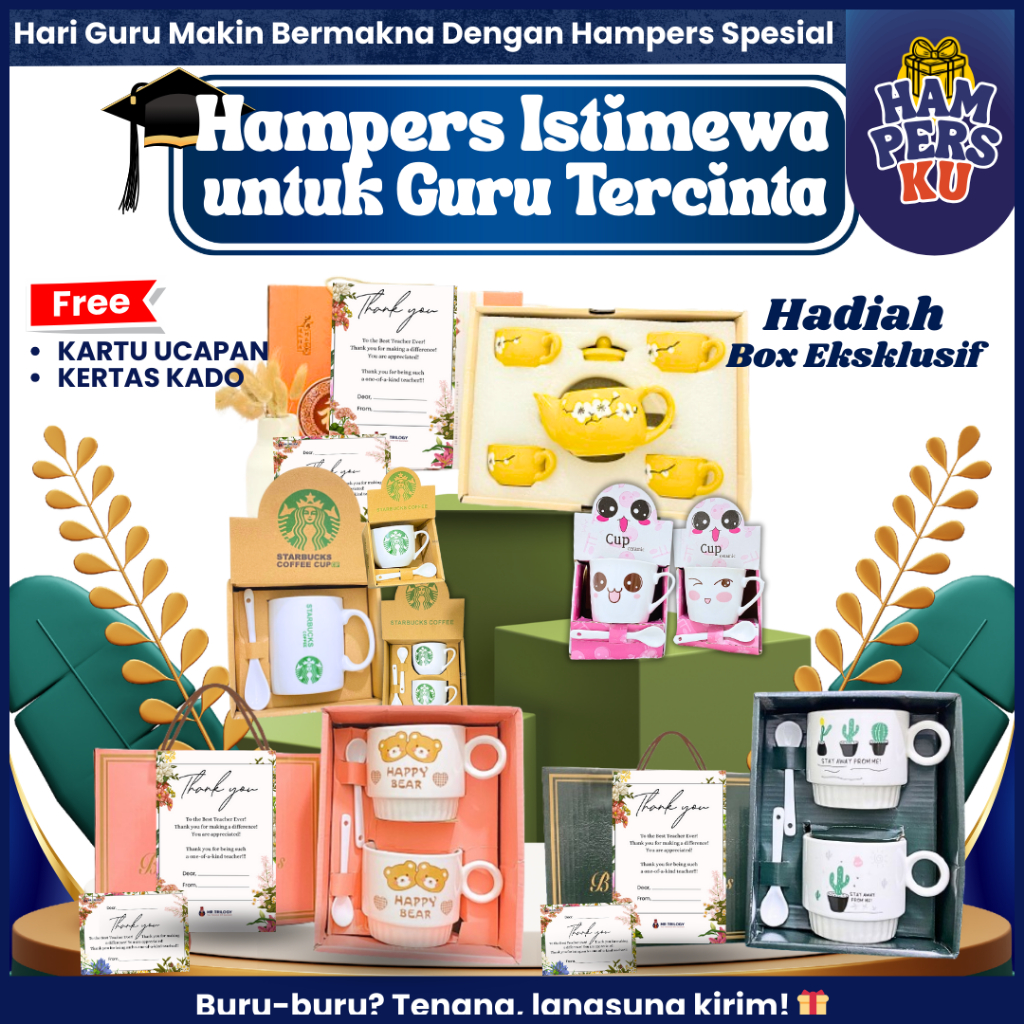 Hadiah Gelas Cangkir Keramik Cendramata profesi Guru Hampers Kado Hari Guru Mug Kenaikan Kelas