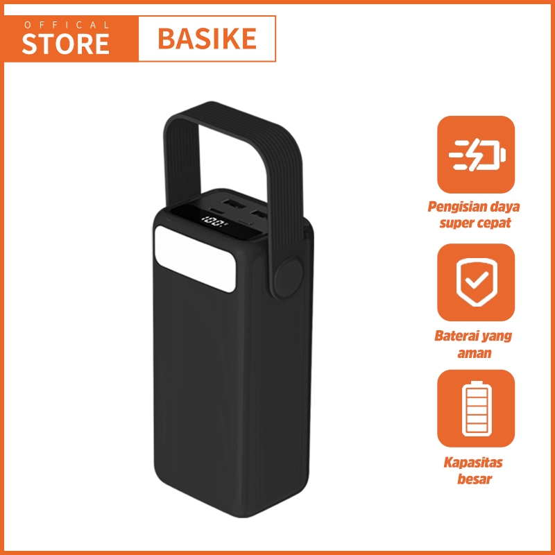 (KIPAS GRATIS)BASIKE Powerbank 40000 30000 mAh Fast Charging 22.5W LCD With Flashlight Handle Asli