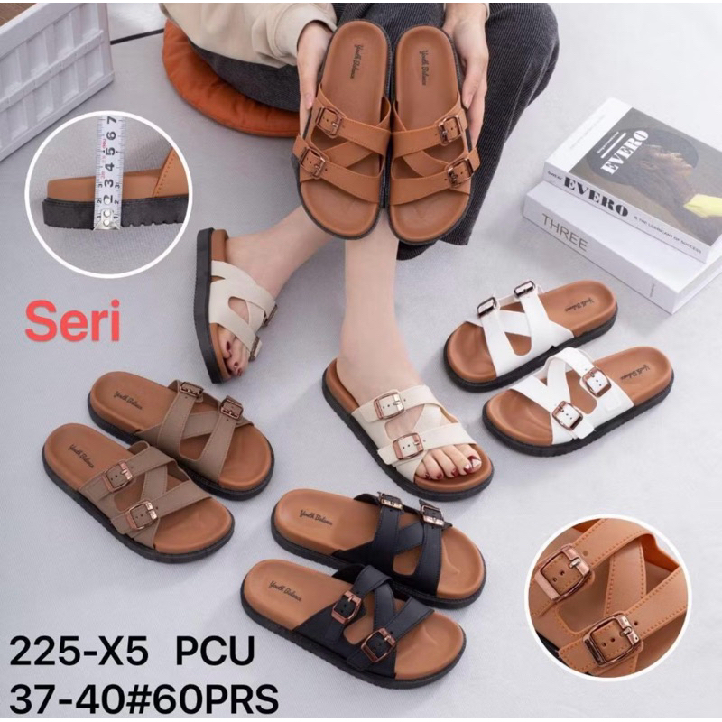 Sandal Selop Youth Balance NO-225 Model Tali Silang  Wanita / Sandal Karet Terbaru  Silang-X1