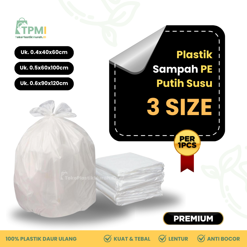 [PREMIUM] PLASTIK SAMPAH PUTIH PE | KANTONG SAMPAH PLASTIK | PLASTIK LAUNDRY | TRASHBAG PUTIH