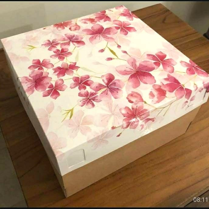 5 pcs kardus motif anggrek kemasan kue lapis legit box packaging snack ukuran 22 x 22 x 12