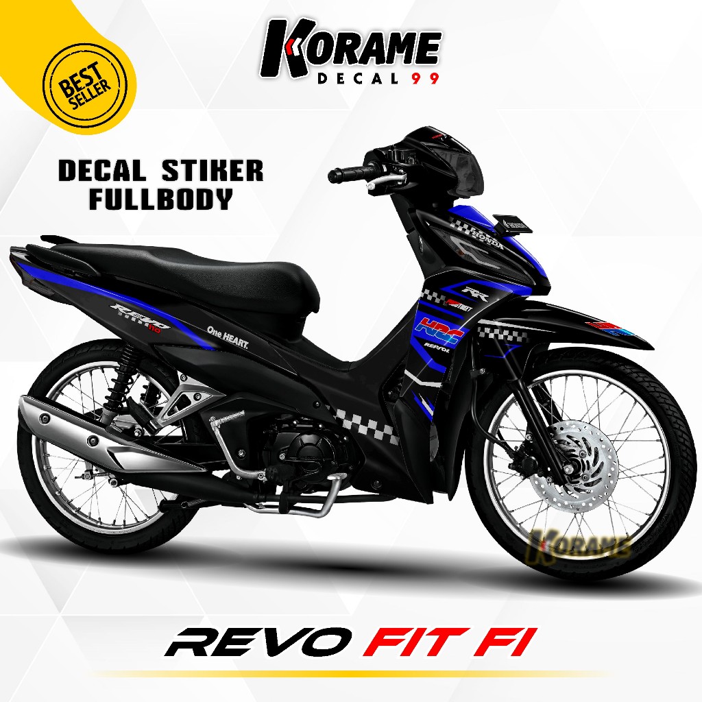 Decal Stiker Revo Fit FI Motif RR HRC Hitam List Biru Full body