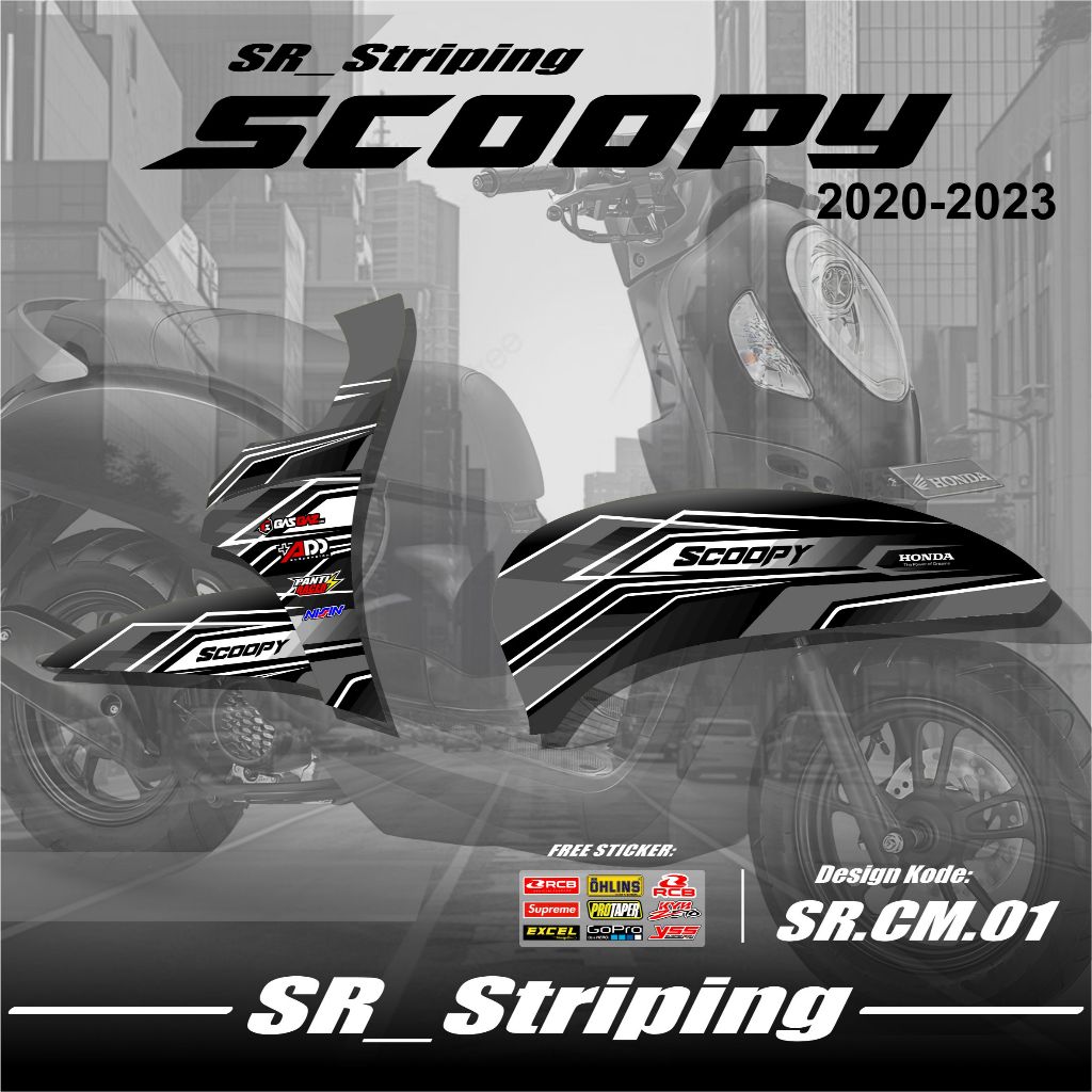 Striping Stiker Motor Scoopy New 2020 2021 2022 2023 Prestige Sporty Variasi List Simple Modifikasi 