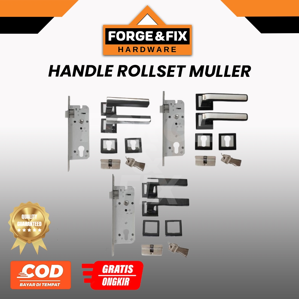 [1SET] MULLER Handle Gagang Kunci Pintu Rumah Pisah Rosed Rollset Stainless SET