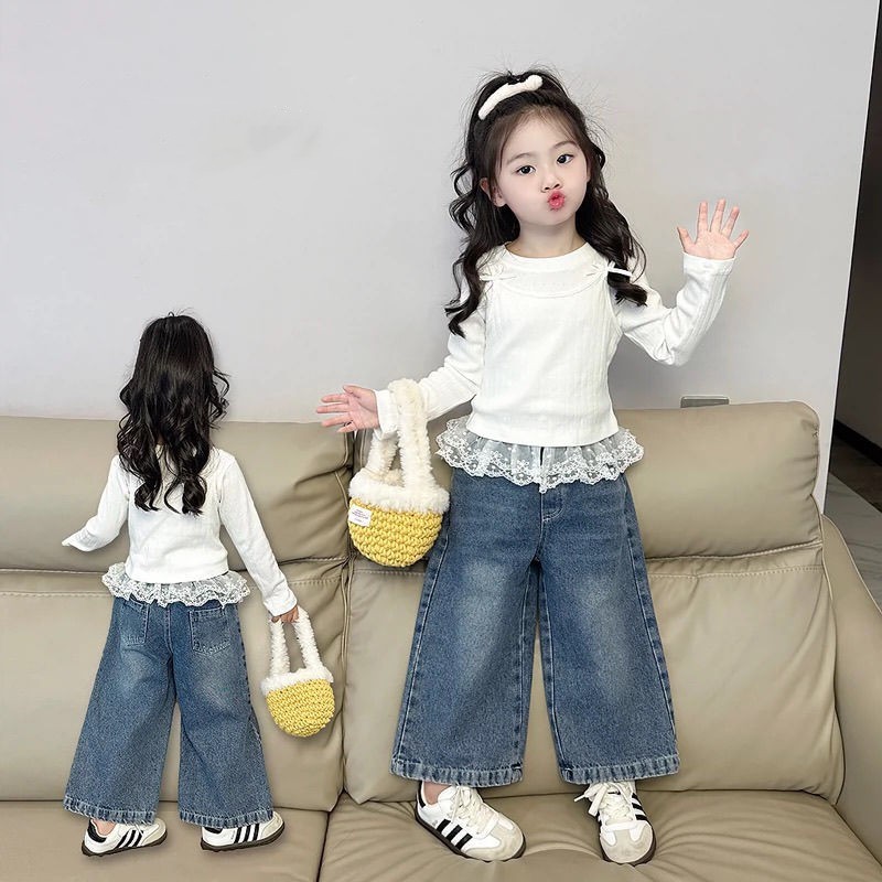 Celana Jeans Anak Perempuan Lace Anak Perempuan Celana Kulot Jeans Celana Jeans Manis Anak Perempuan