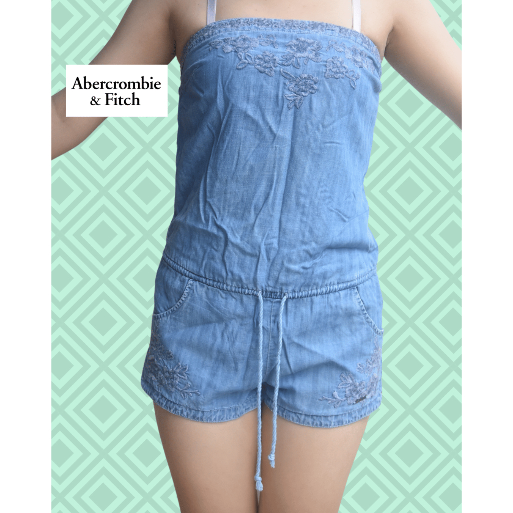Abercrombie & Fitch denim embroidery jumpsuit