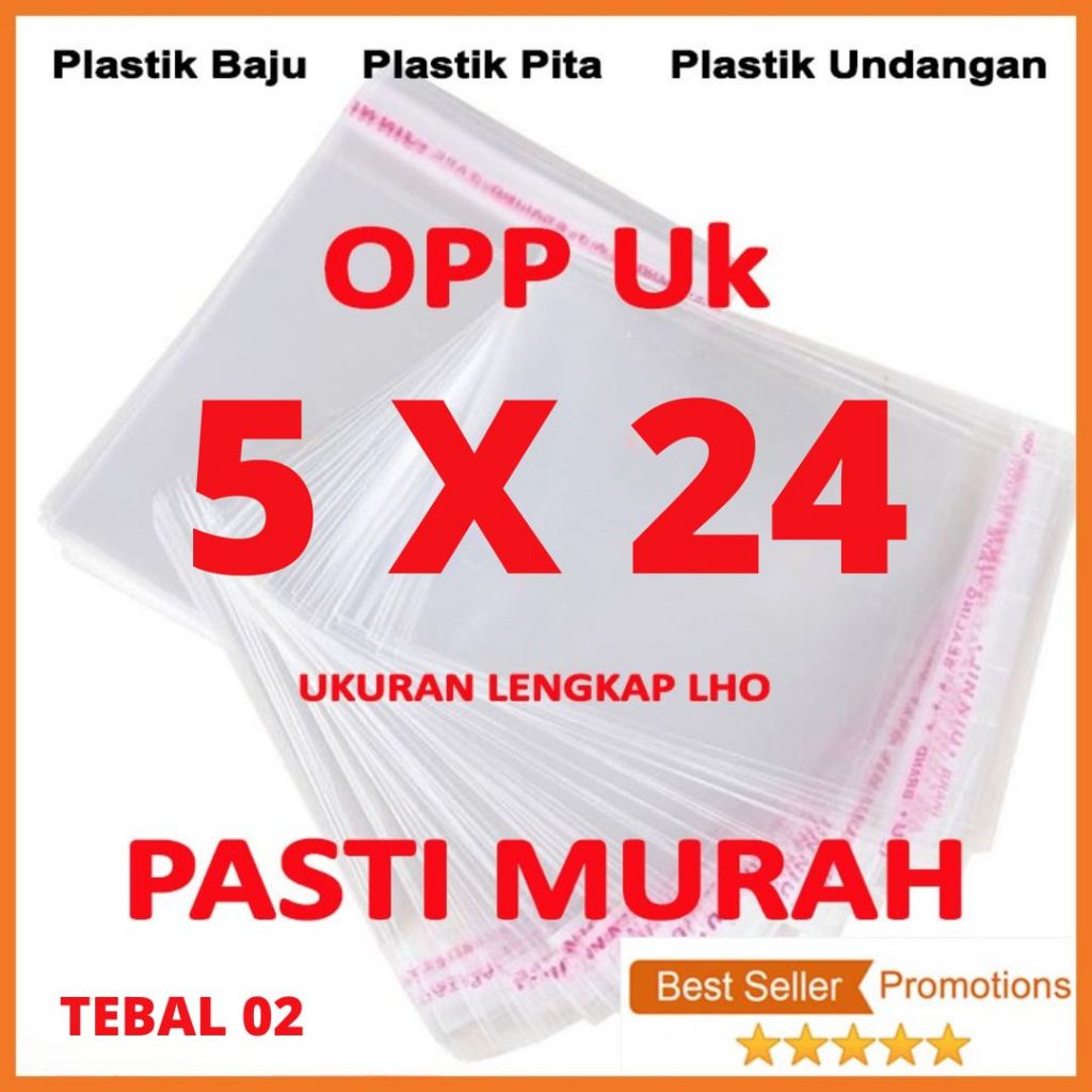 

[02] OPP LEM PLASTIK KACA 5 X 24 DVD,Bakery,Undangan,Roti,Amplop,Angpao (Isi 100 Lembar)