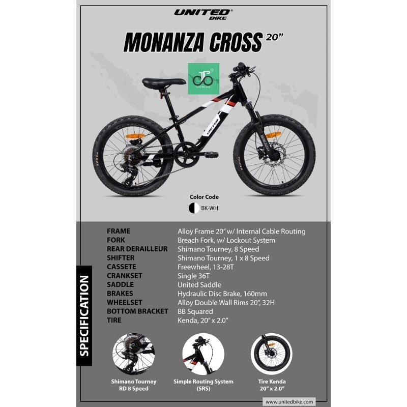 Sepeda MTB 20" United Monanza Cross 20an TERBARU