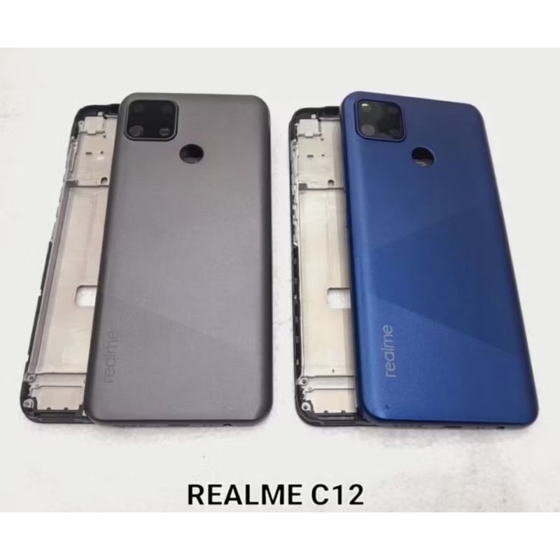 Kesing Housing Casing Full Set Realme C12 RMX2189 BackDoor Back Cover Tutup Belakang + Frame LCD C12